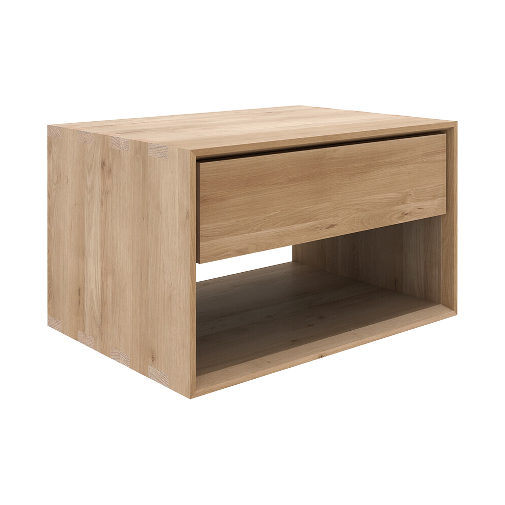 Table de chevet murale flottante scandinave en bois massif pour chambre à coucher