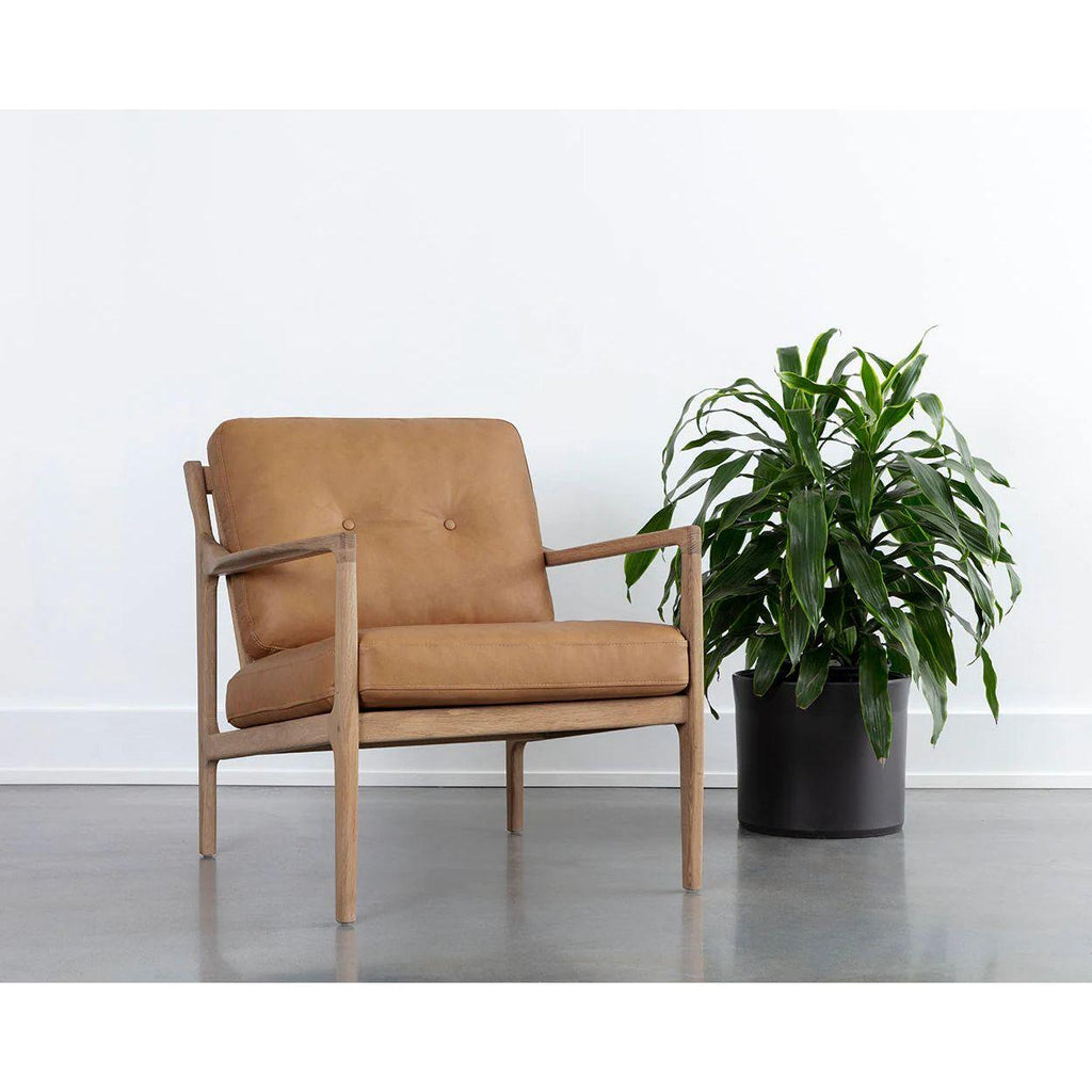 Fauteuil de salon en chêne massif et cuir du milieu du siècle, avec dossier capitonné pour salon ou bureau