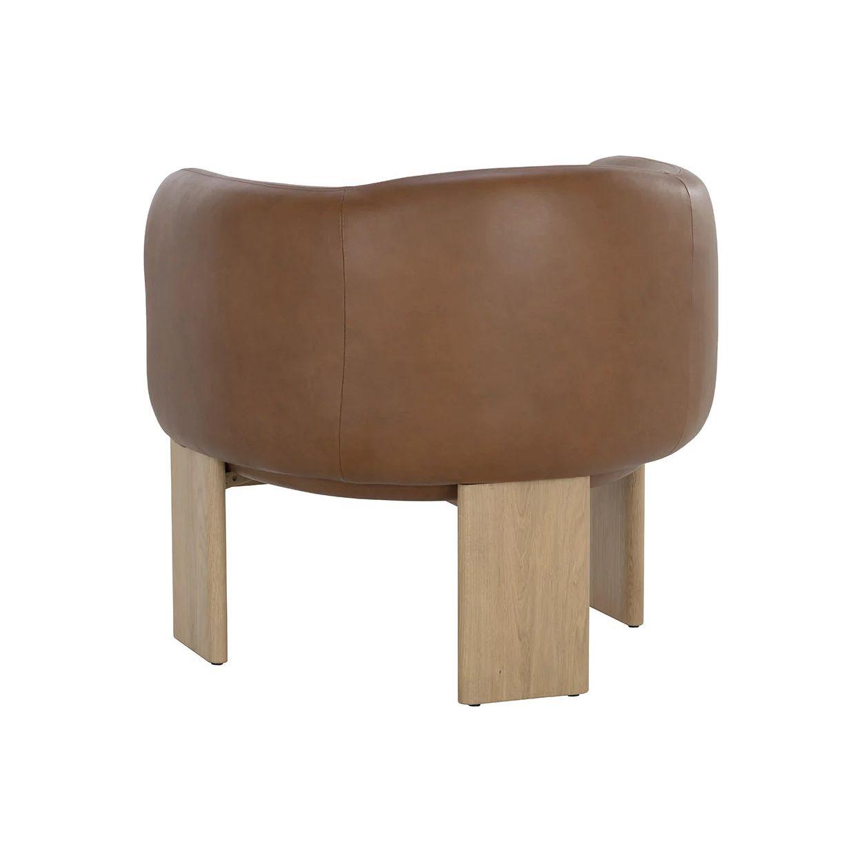 Fauteuil de salon en tissu aux formes uniques et chêne rustique avec piètement cérusé pour le salon