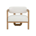 Fauteuil bas tripode en tissu Statuesque Performance et chêne brun avec accents en cuir pour le salon