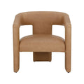 Fauteuil lounge en cuir Sculptural Sésame avec assise large et dossier arrondi pour salon