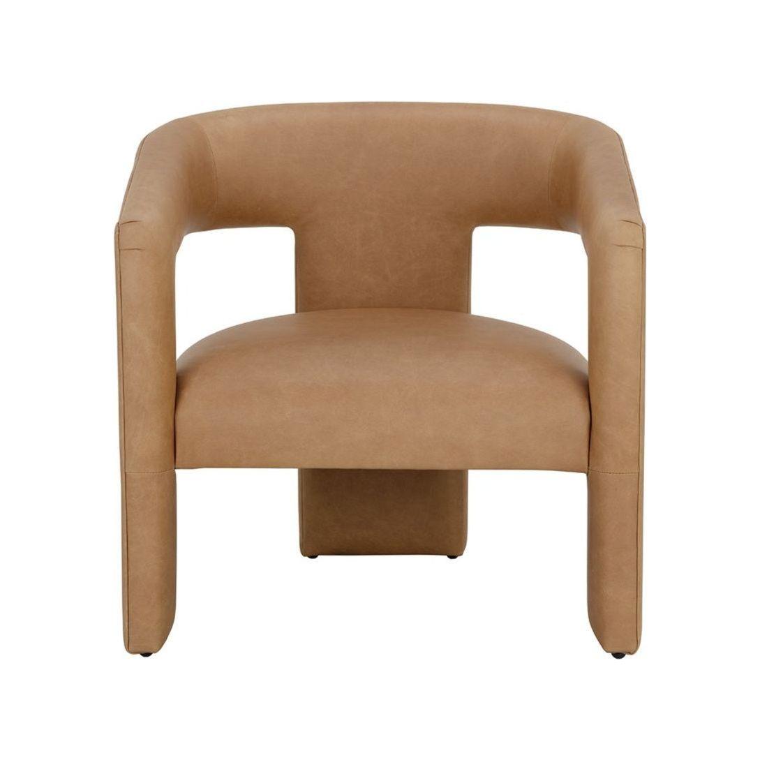 Fauteuil lounge en cuir Sculptural Sésame avec assise large et dossier arrondi pour salon