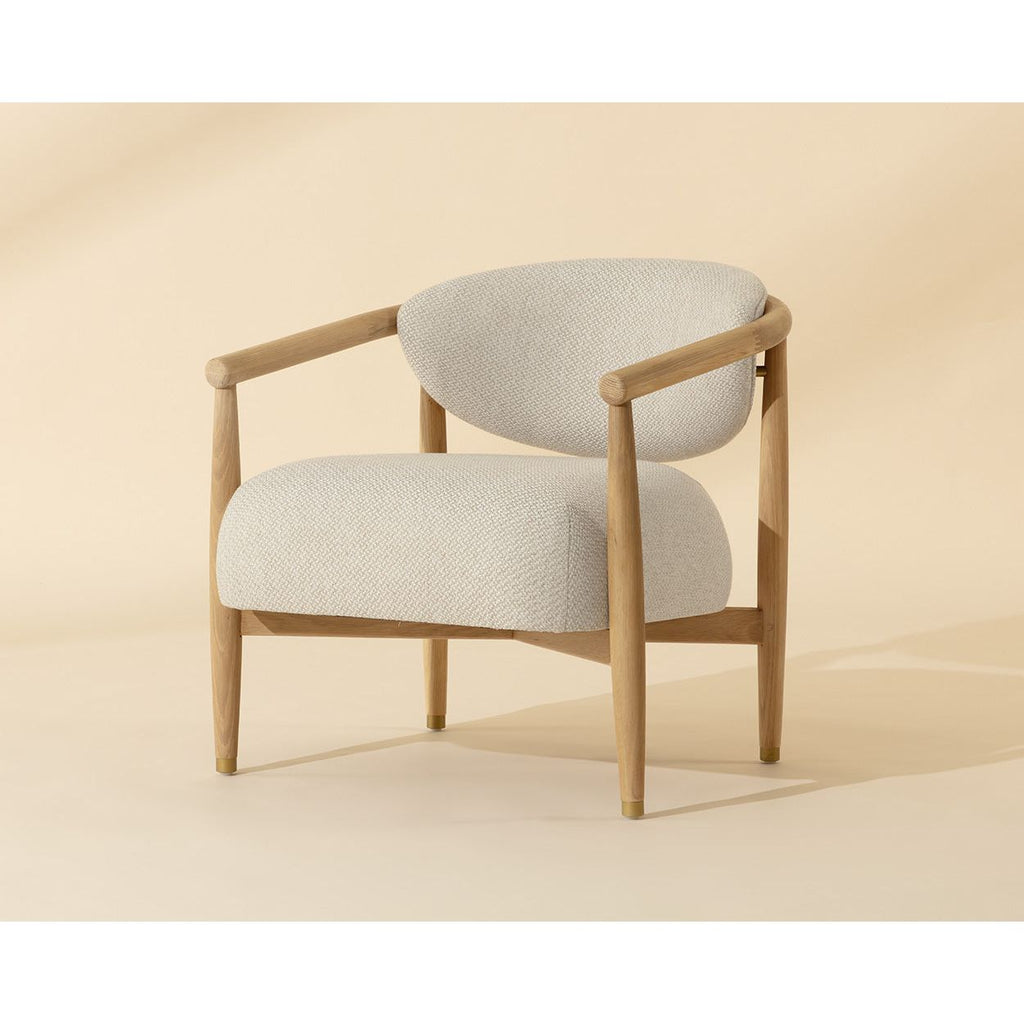 Fauteuil lounge en chêne foncé arrondi et tissu avec pieds en acier inoxydable pour salon ou bureau