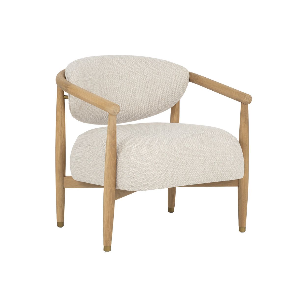 Fauteuil lounge en chêne foncé arrondi et tissu avec pieds en acier inoxydable pour salon ou bureau