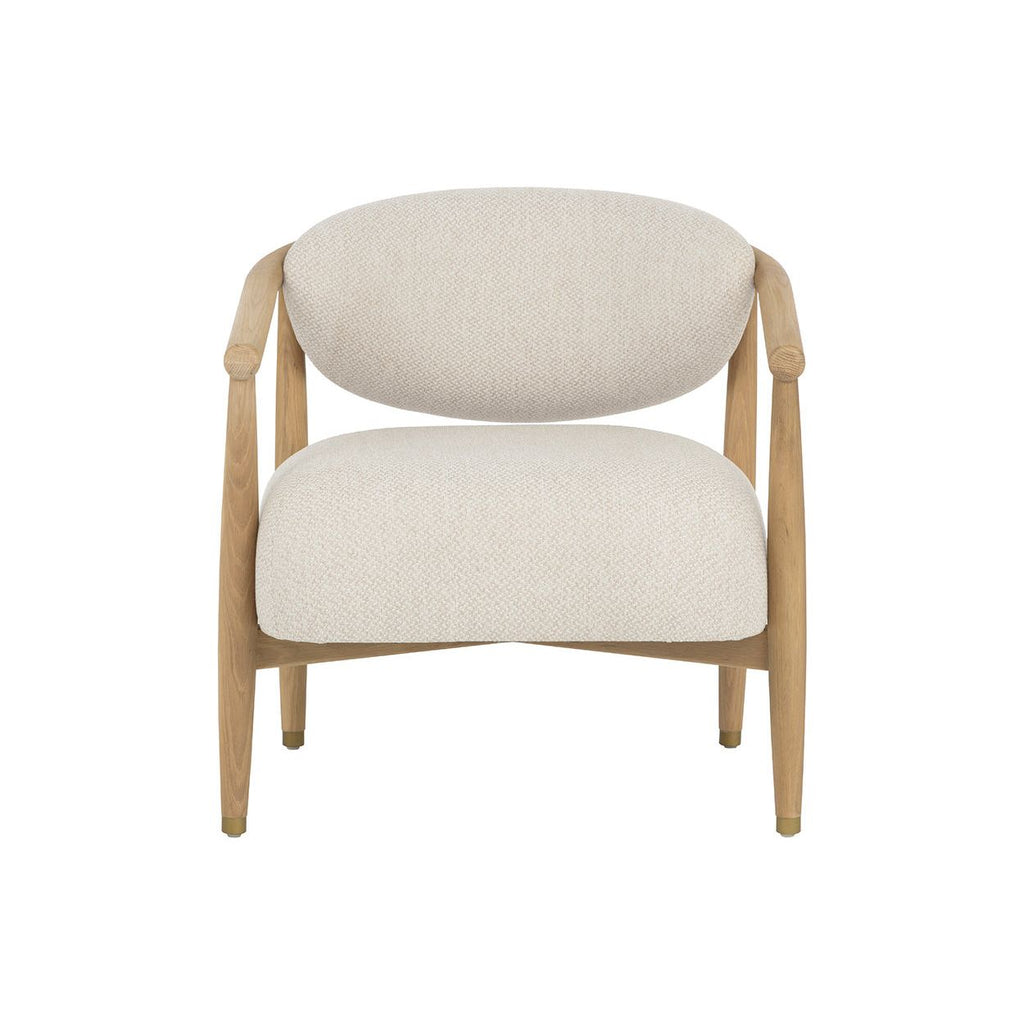 Fauteuil lounge en chêne foncé arrondi et tissu avec pieds en acier inoxydable pour salon ou bureau