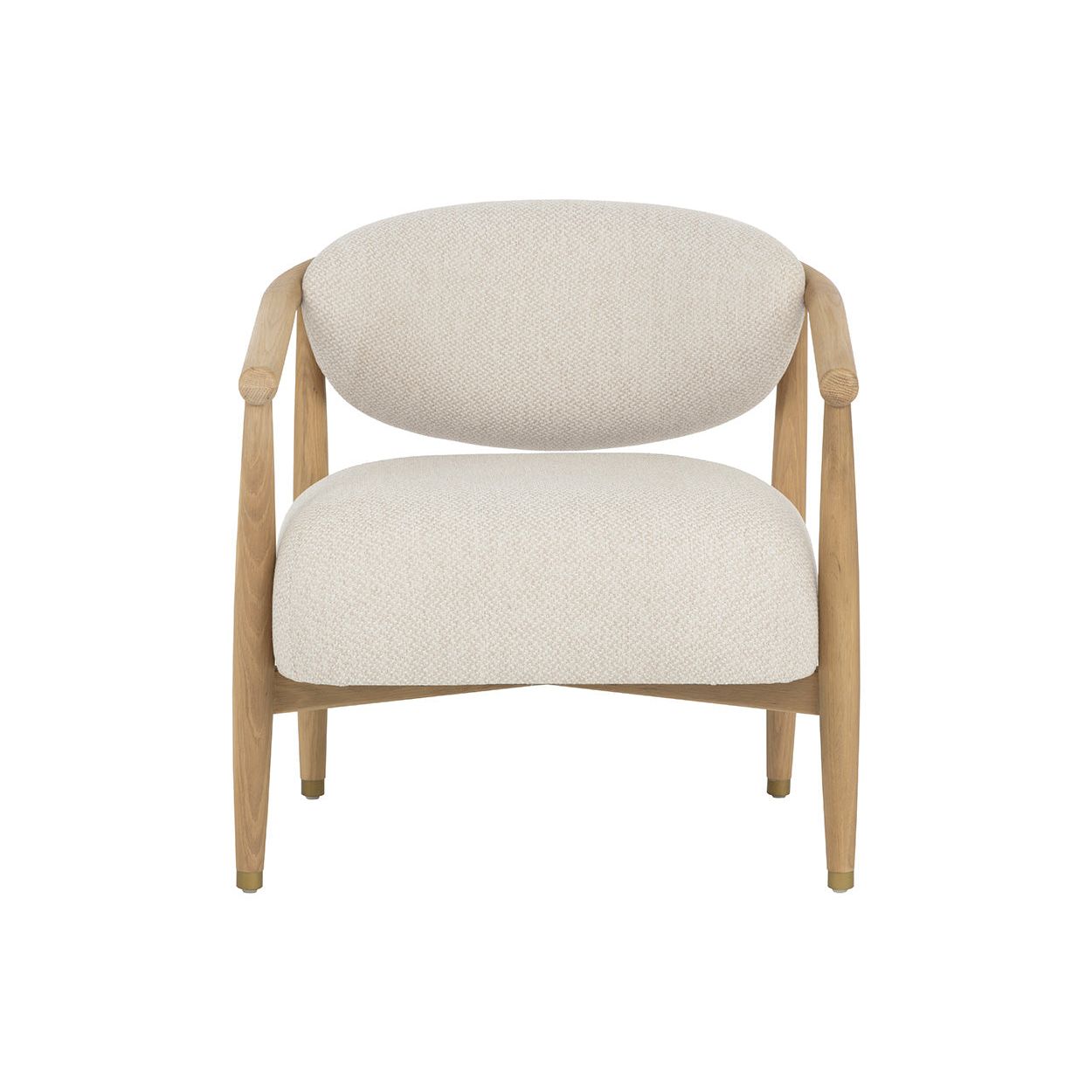 Fauteuil lounge en chêne foncé arrondi et tissu avec pieds en acier inoxydable pour salon ou bureau