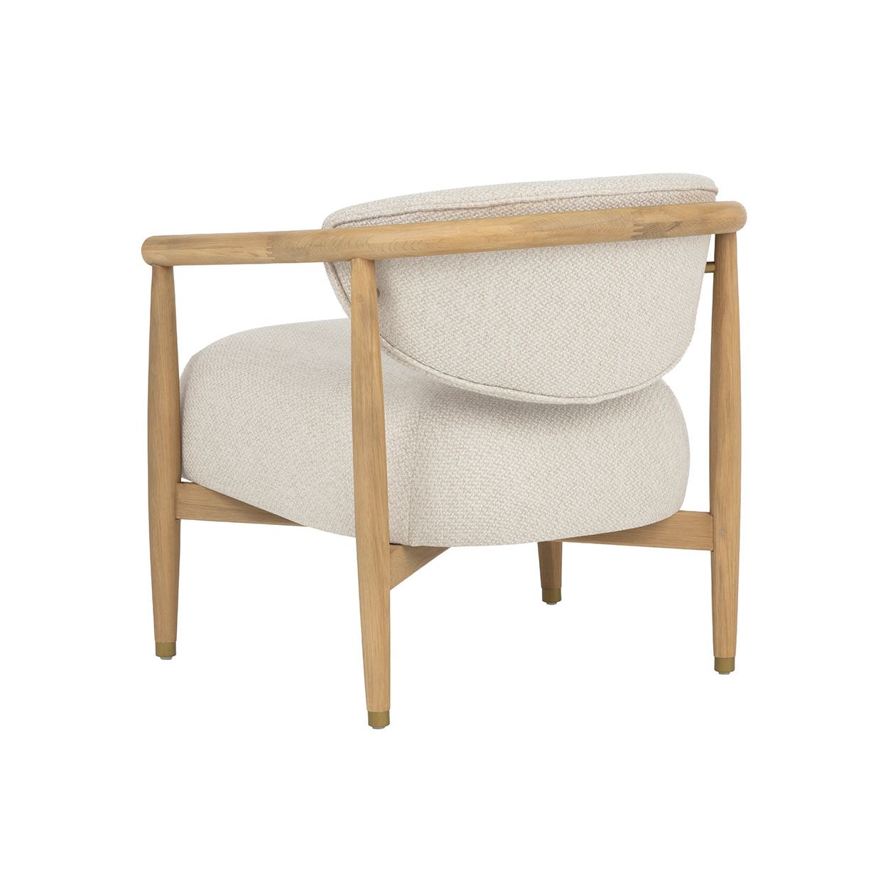 Fauteuil lounge en chêne foncé arrondi et tissu avec pieds en acier inoxydable pour salon ou bureau