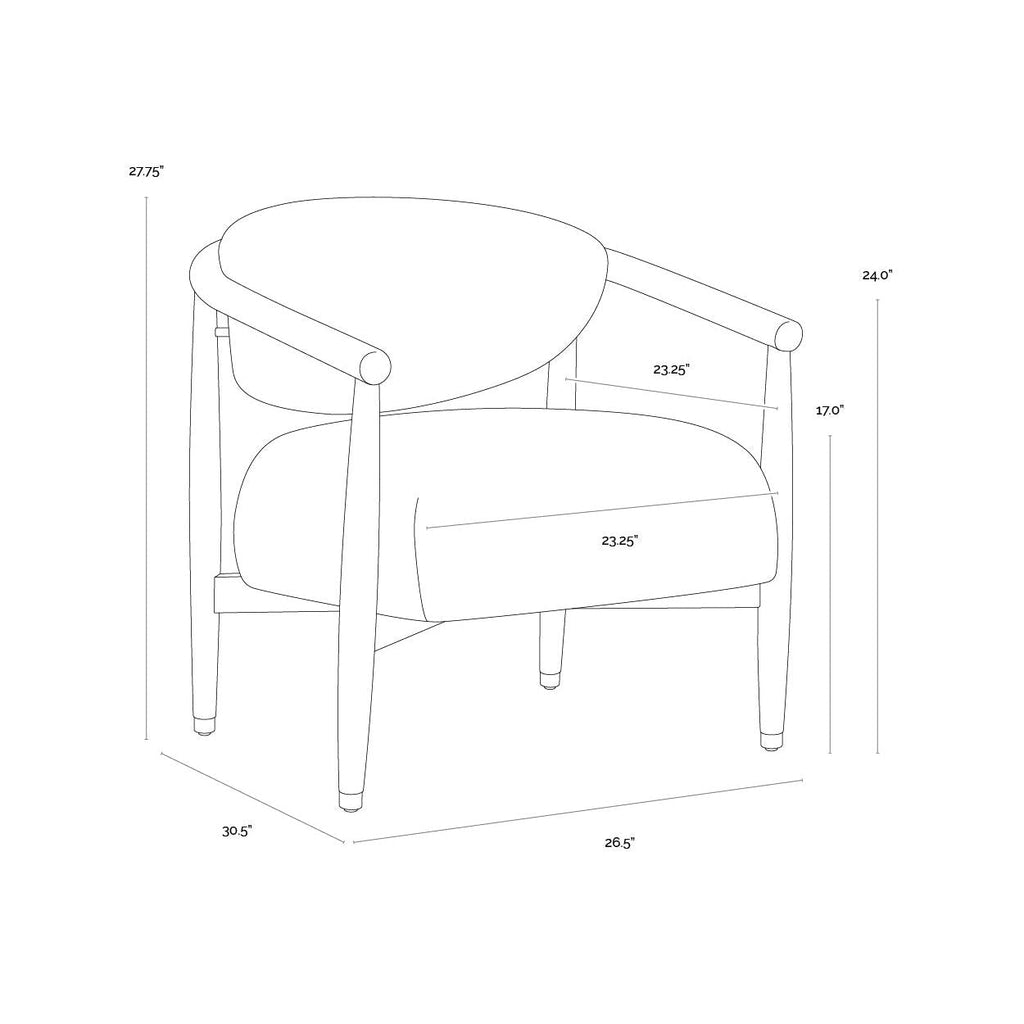 Fauteuil lounge en chêne foncé arrondi et tissu avec pieds en acier inoxydable pour salon ou bureau