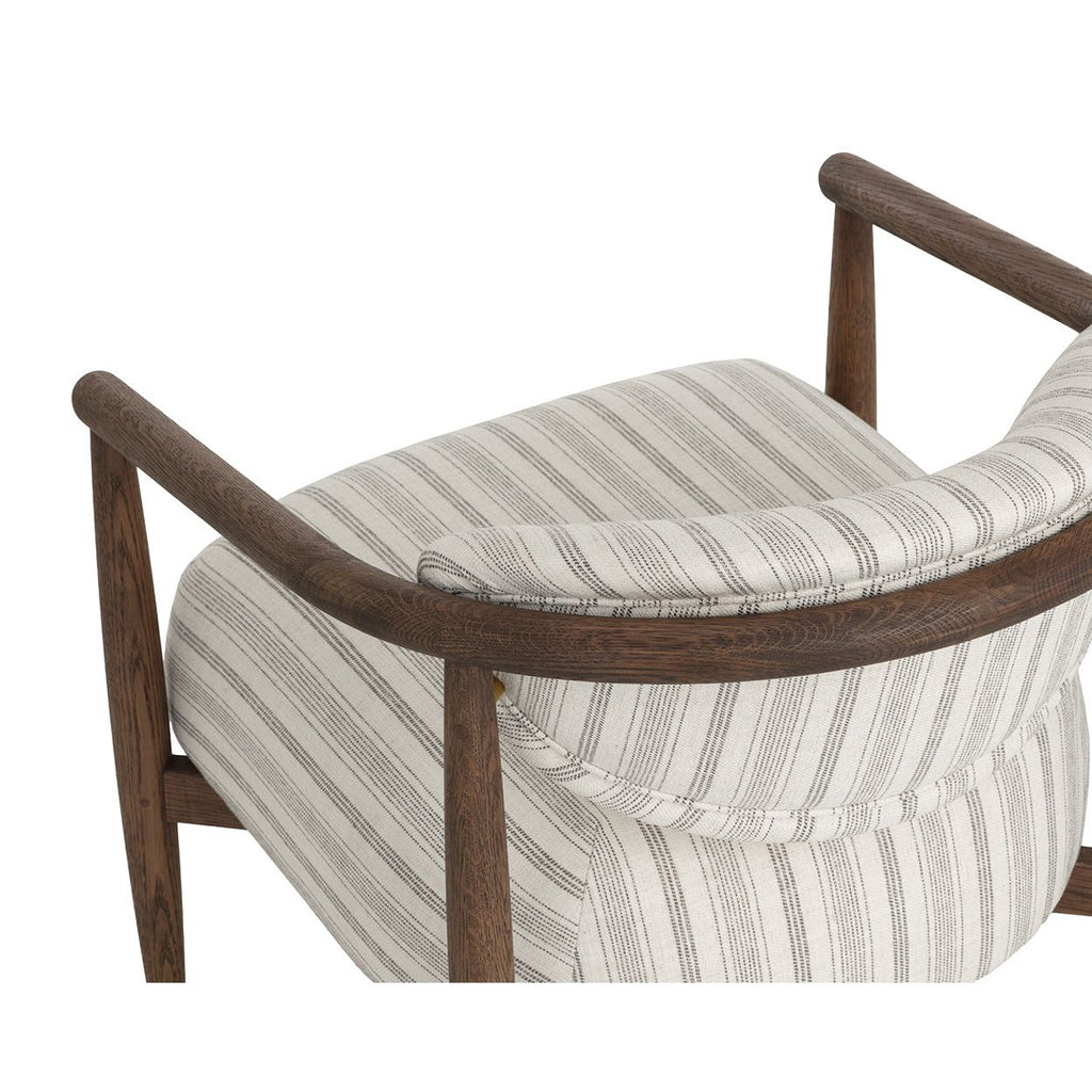 Fauteuil lounge en chêne foncé arrondi et tissu avec pieds en acier inoxydable pour salon ou bureau