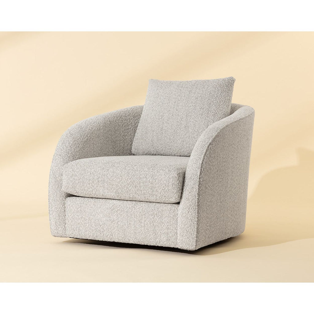 Fauteuil de salon pivotant en tissu moderne avec forme incurvée sculptée pour le salon