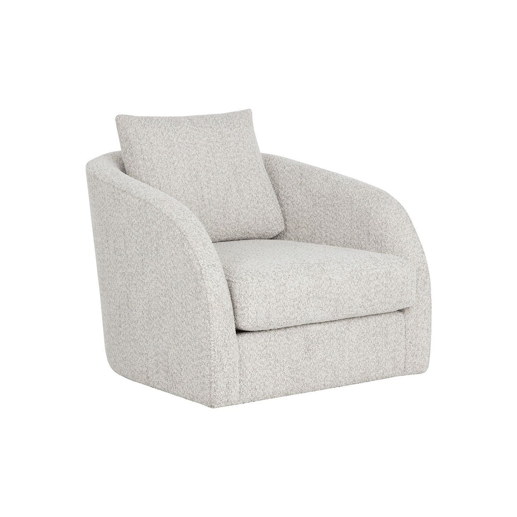 Fauteuil de salon pivotant en tissu moderne avec forme incurvée sculptée pour le salon
