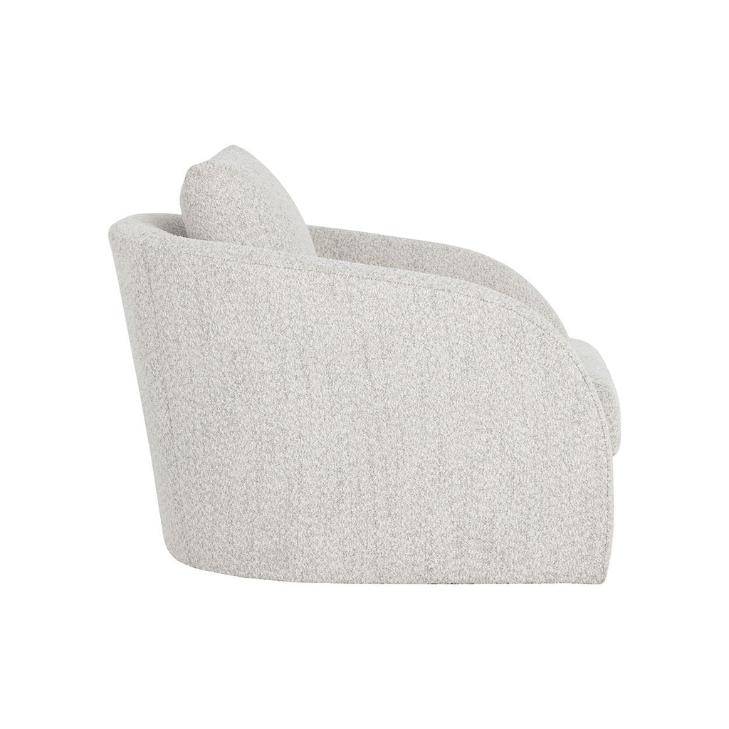 Fauteuil de salon pivotant en tissu moderne avec forme incurvée sculptée pour le salon