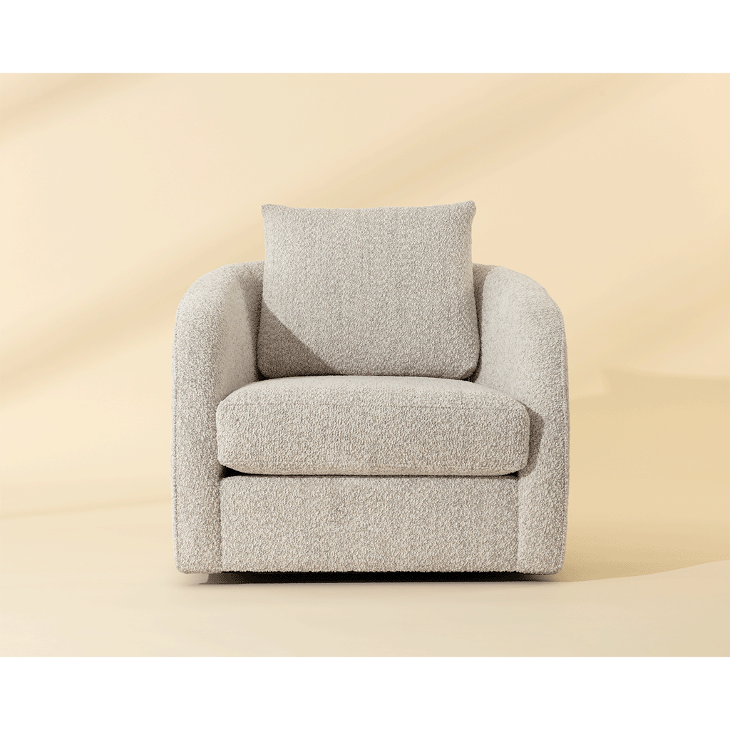 Fauteuil de salon pivotant en tissu moderne avec forme incurvée sculptée pour le salon