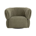 Fauteuil pivotant bas en tissu et cuir avec assise enveloppante pour salon