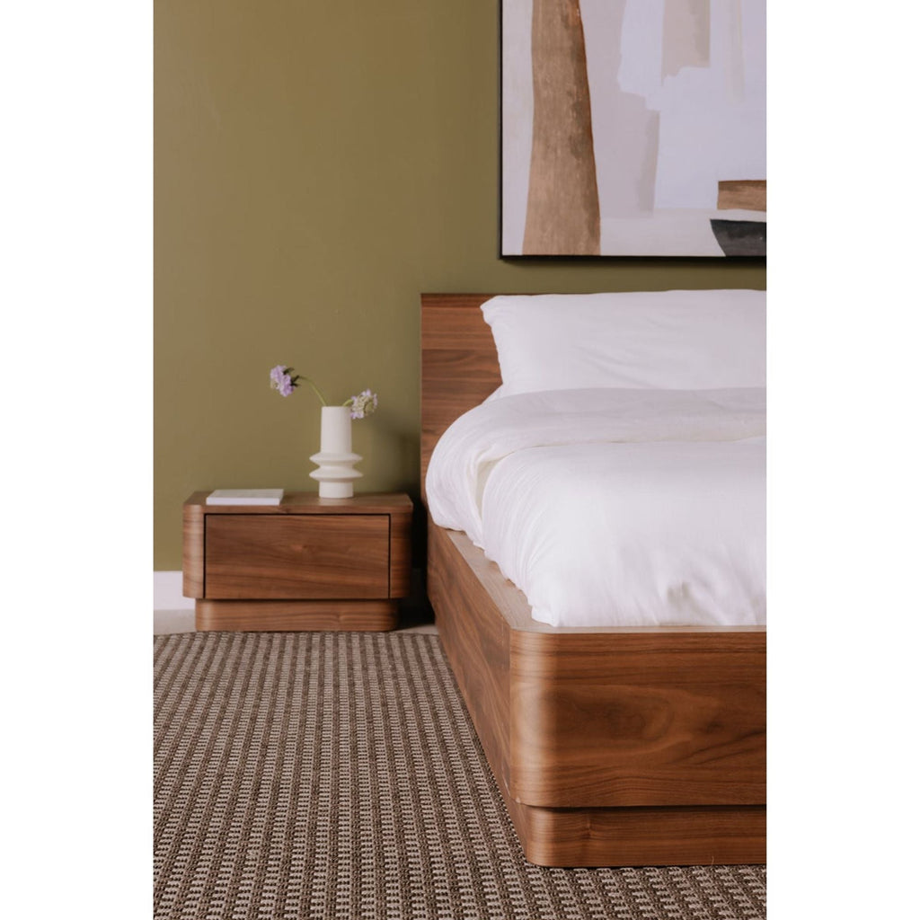Table de chevet ronde en bois massif avec deux tiroirs, sans montage, pour chambre à coucher