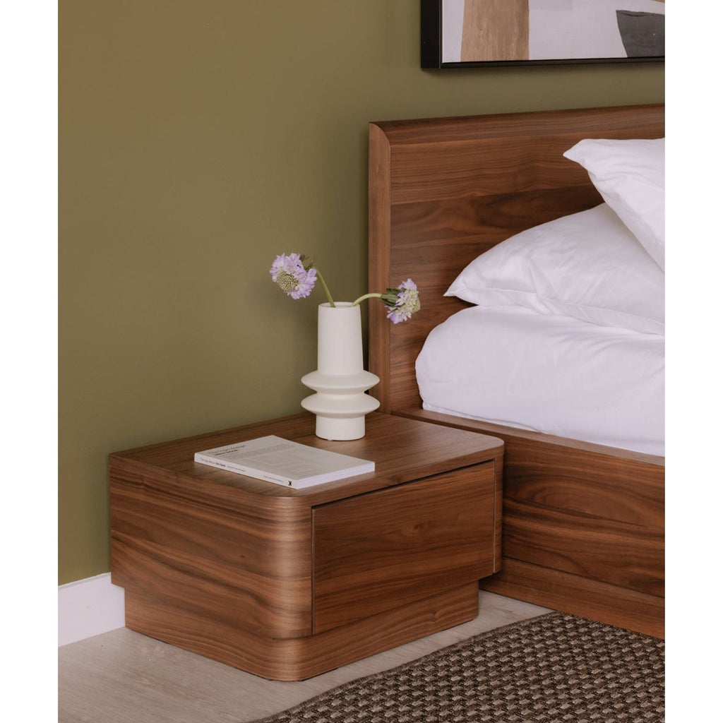 Table de chevet ronde en bois massif avec deux tiroirs, sans montage, pour chambre à coucher