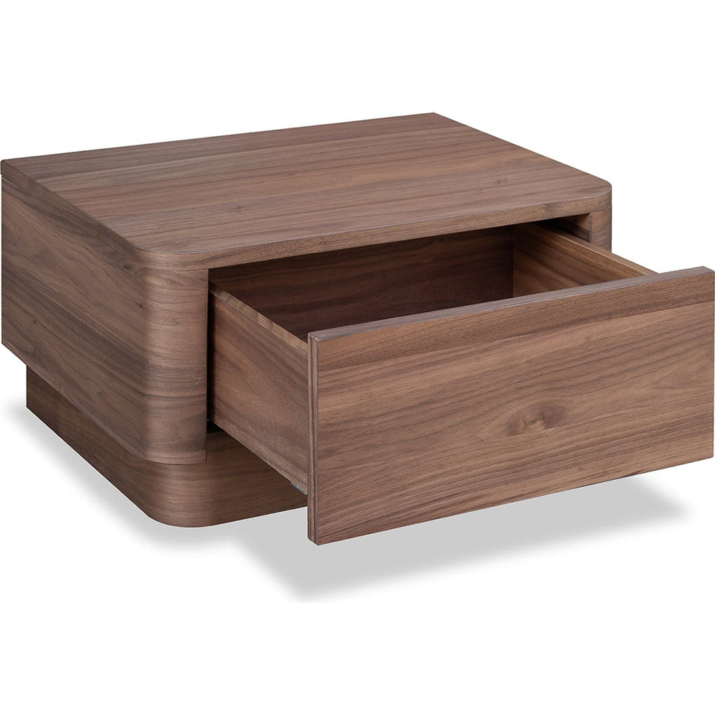 Table de chevet ronde en bois massif avec deux tiroirs, sans montage, pour chambre à coucher