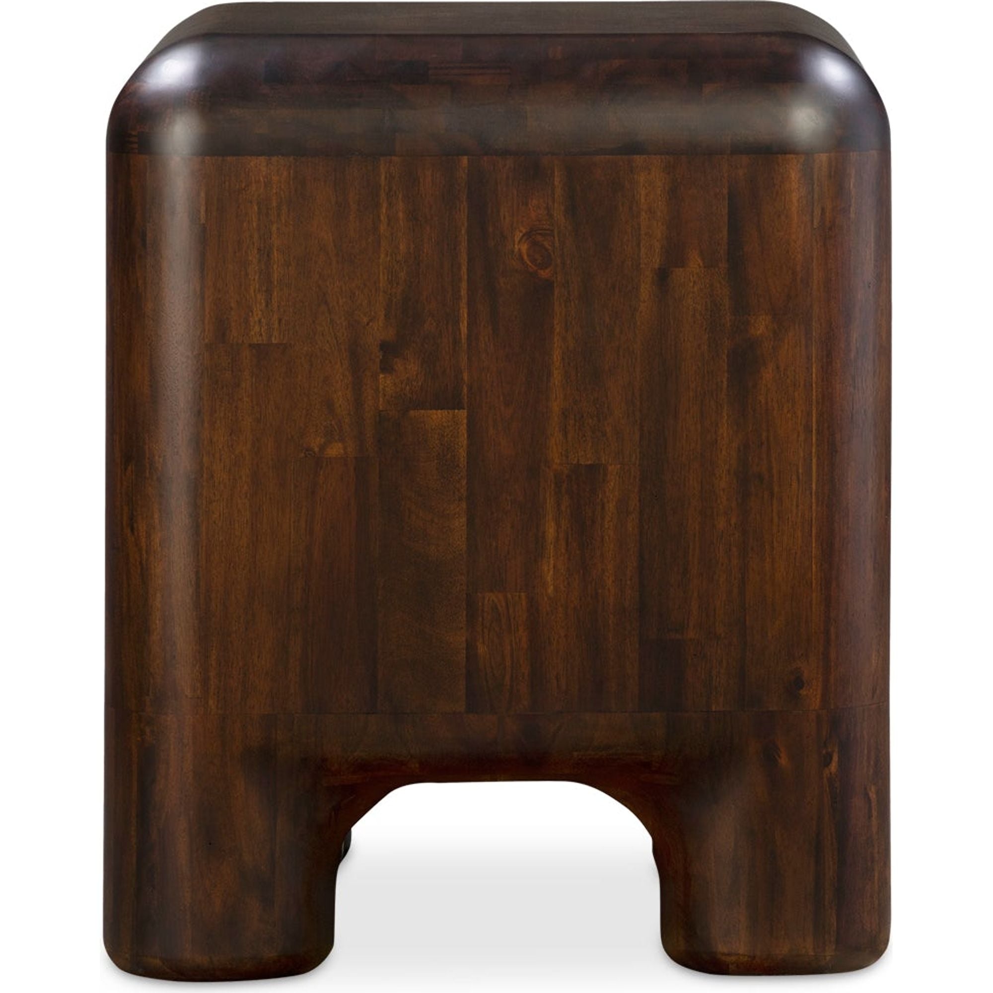 Table de chevet en acacia massif et noyer, pieds épais, avec deux tiroirs à fermeture amortie pour chambre à coucher