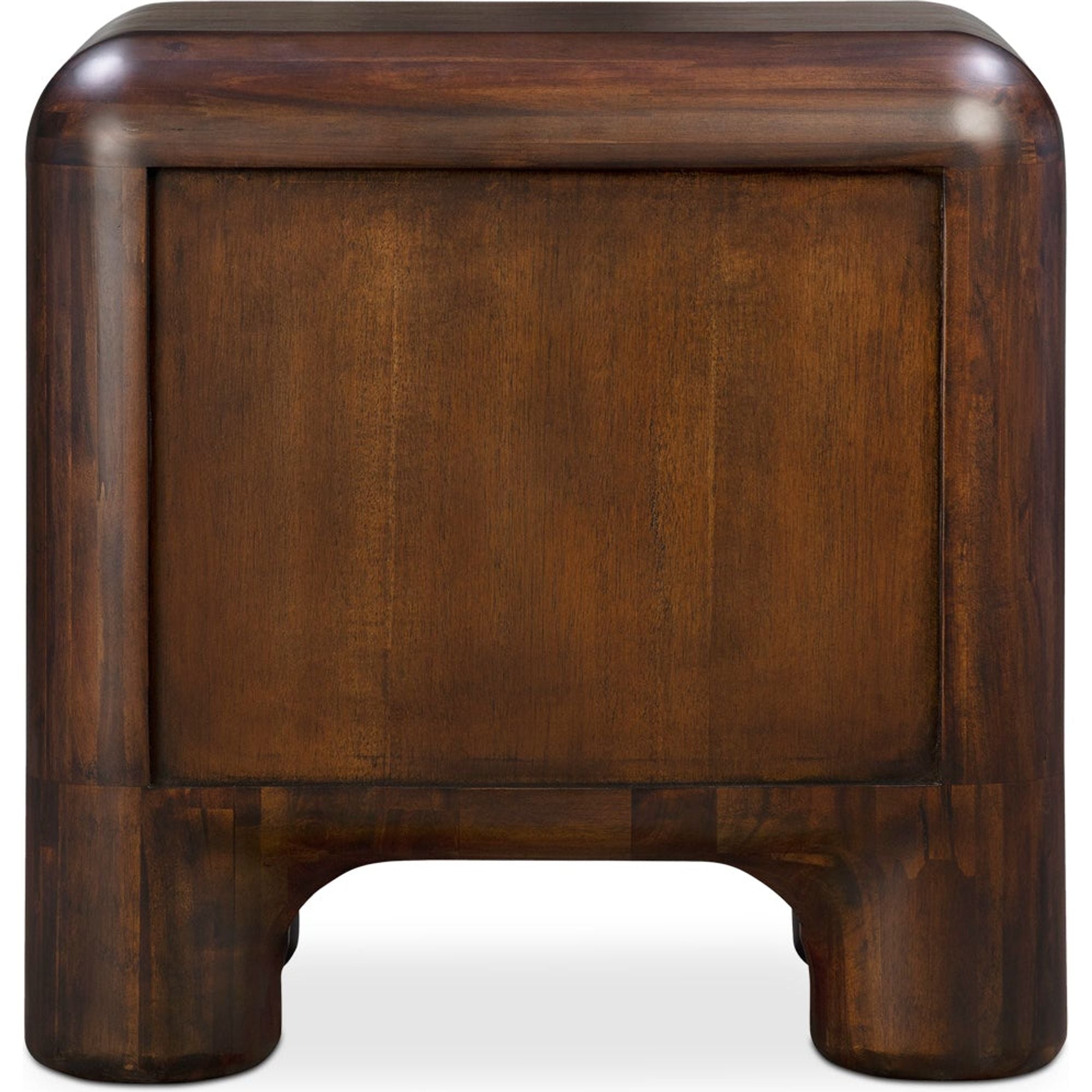 Table de chevet en acacia massif et noyer, pieds épais, avec deux tiroirs à fermeture amortie pour chambre à coucher