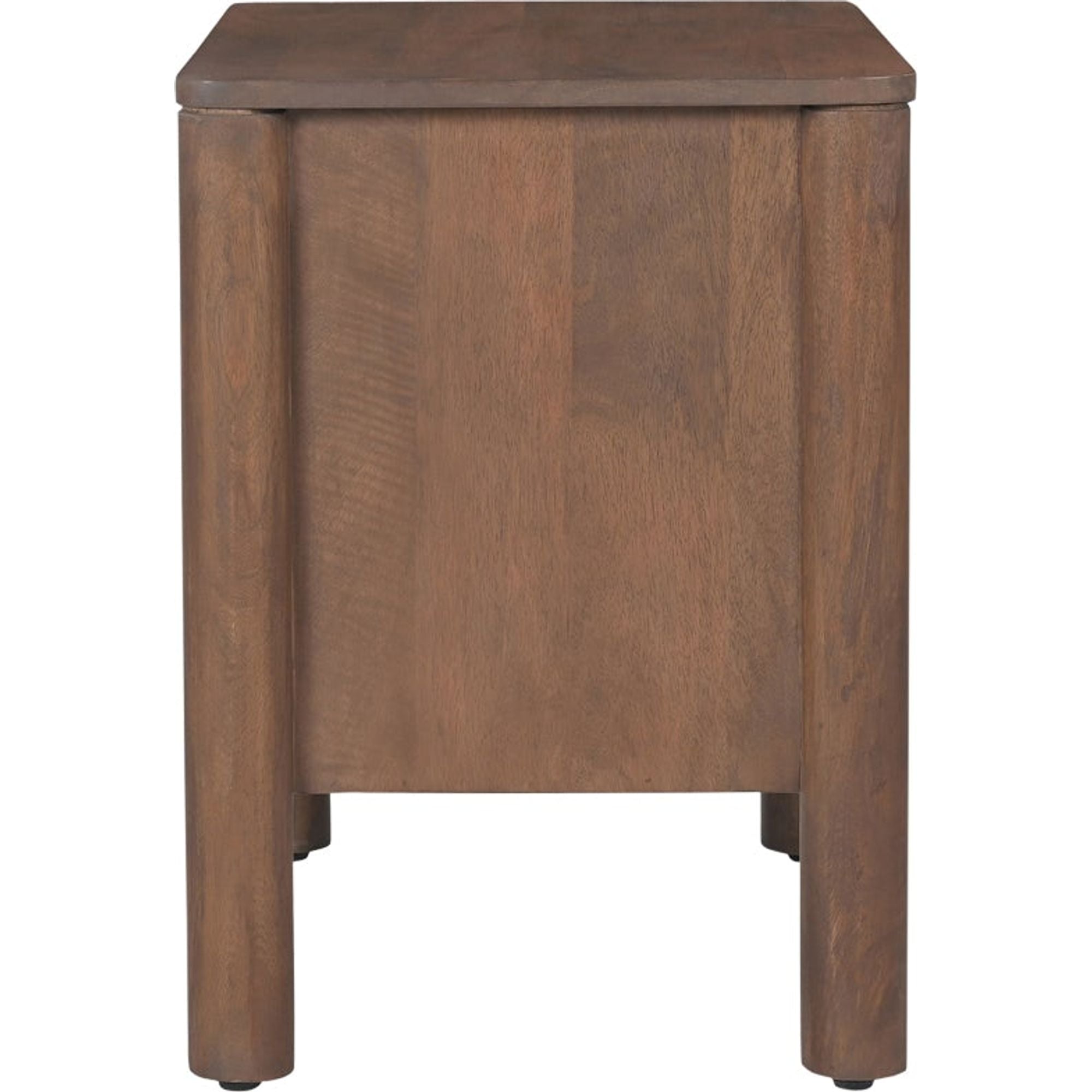Table de chevet Shaker en bois de manguier avec bord festonné et poignées en laiton massif pour chambre à coucher