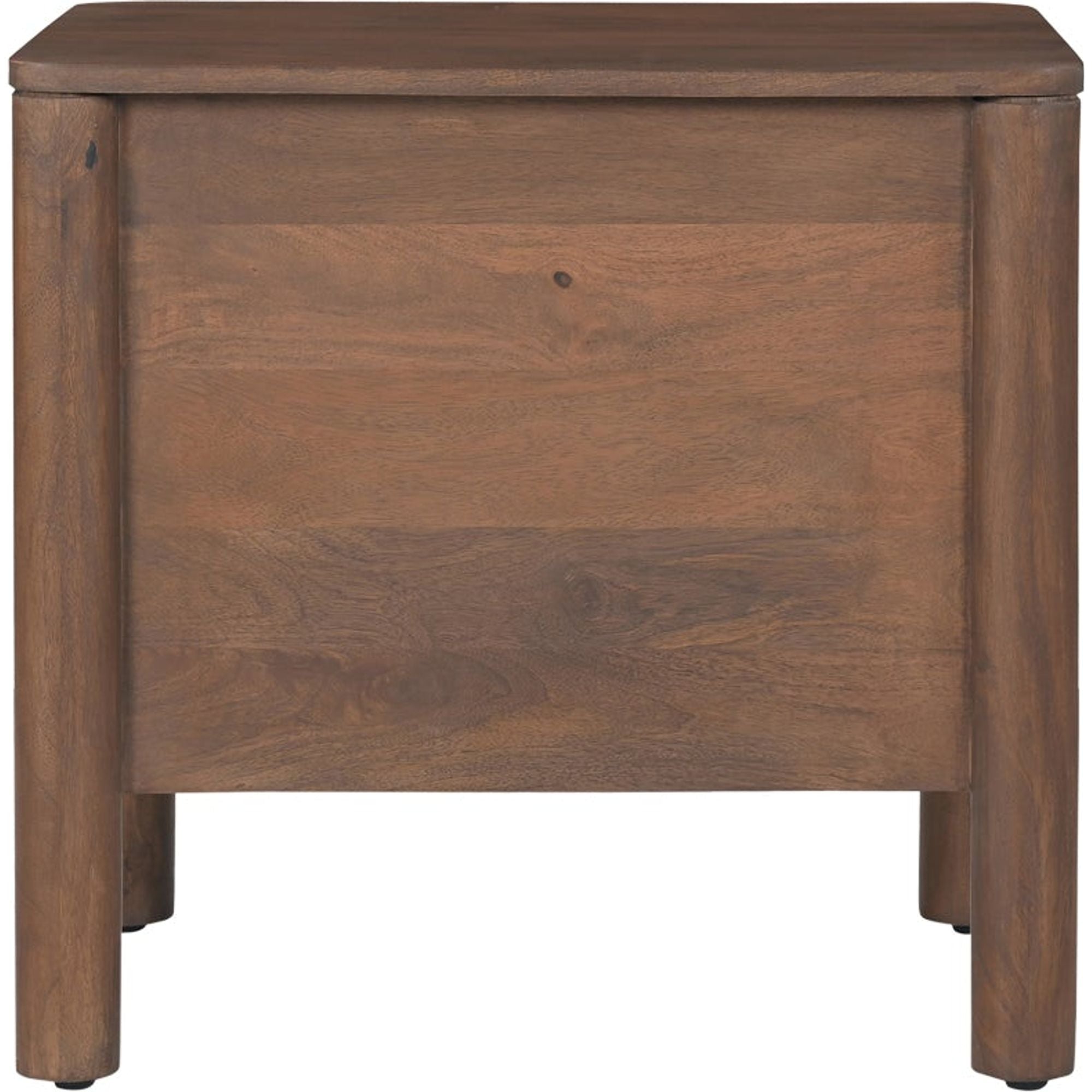 Table de chevet Shaker en bois de manguier avec bord festonné et poignées en laiton massif pour chambre à coucher