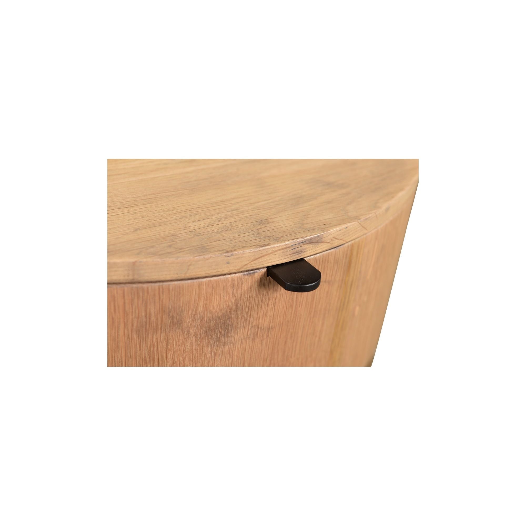 Table de chevet minimaliste en chêne massif courbé à 1 tiroir avec glissières à fermeture douce et poignée métallique pour chambre à coucher