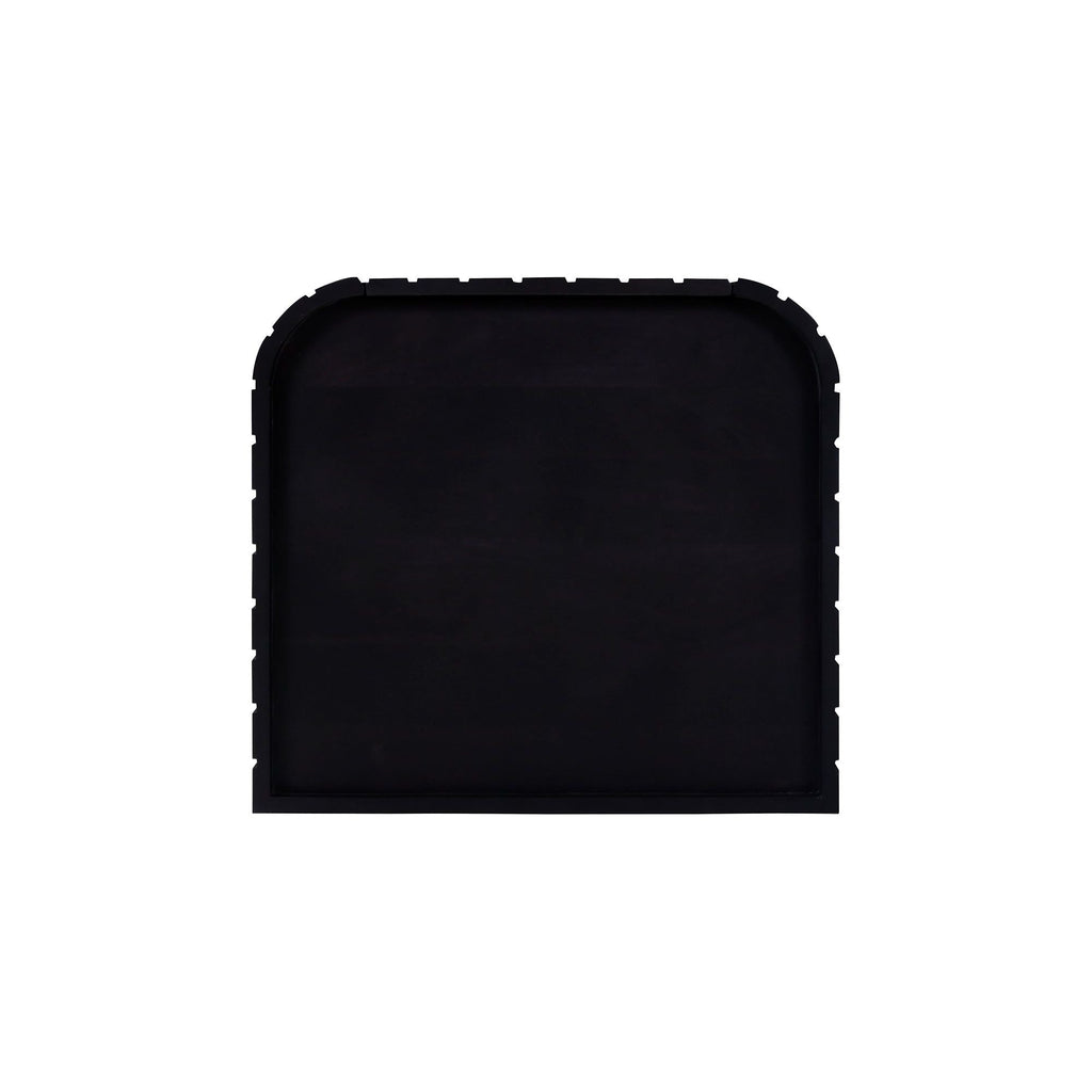 Table de chevet moderne noire en acacia massif avec texture nervurée et tiroirs à fermeture douce pour la chambre