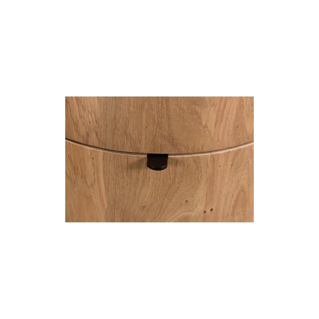 Table de chevet minimaliste en chêne massif courbé à 2 tiroirs avec glissières à fermeture douce et poignée métallique pour chambre à coucher