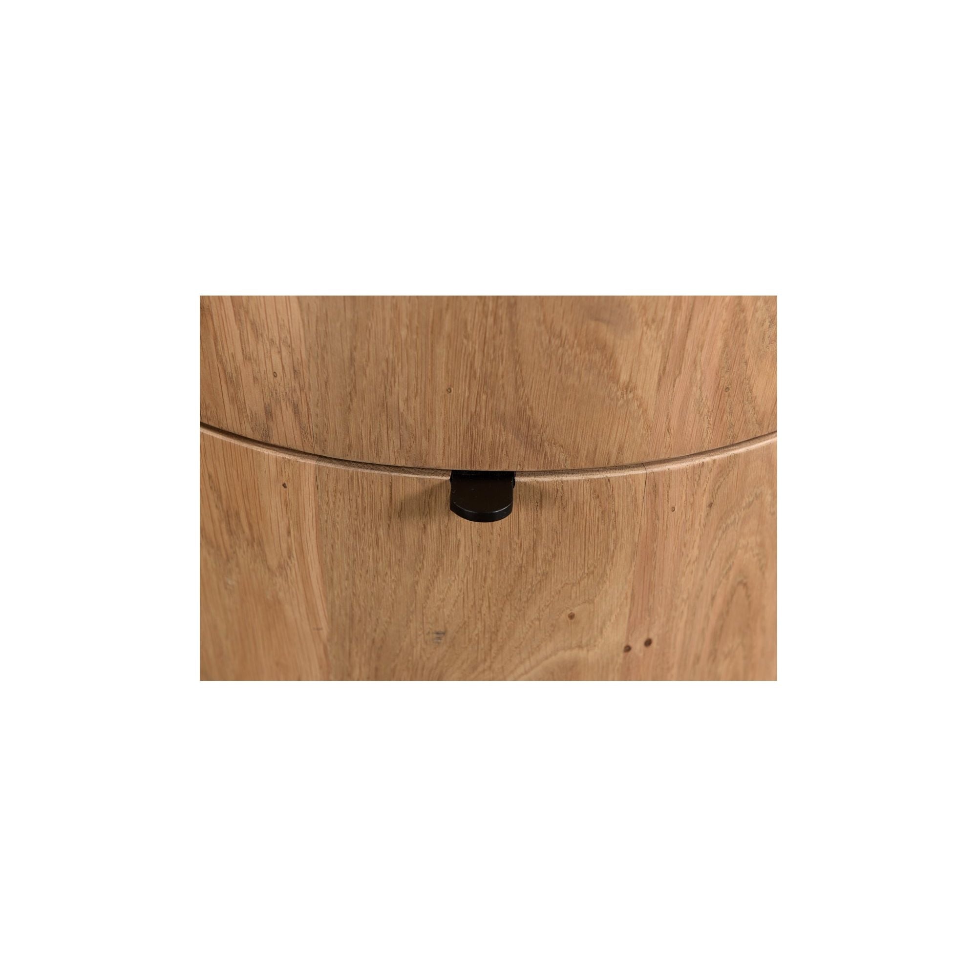 Table de chevet minimaliste en chêne massif courbé à 2 tiroirs avec glissières à fermeture douce et poignée métallique pour chambre à coucher