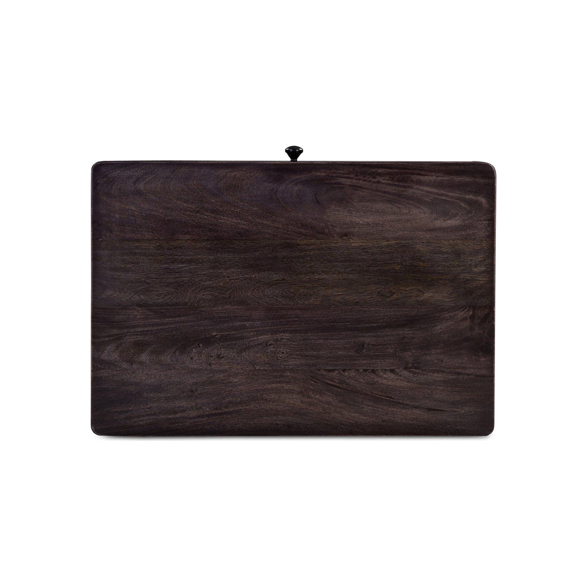 Table de chevet traditionnelle en bois de manguier brun foncé avec pieds tournés et étagère inférieure pour chambre à coucher