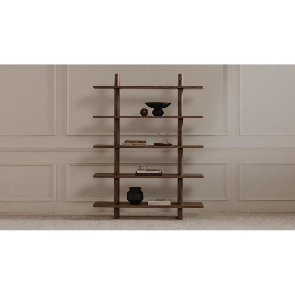 Grande bibliothèque classique en chêne massif et placage de chêne avec bordure bullnose et détails arrondis pour bureau ou salon