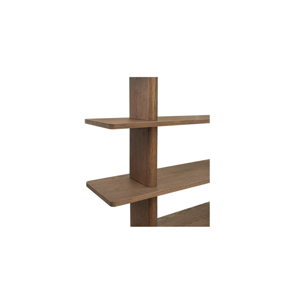 Grande bibliothèque classique en chêne massif et placage de chêne avec bordure bullnose et détails arrondis pour bureau ou salon