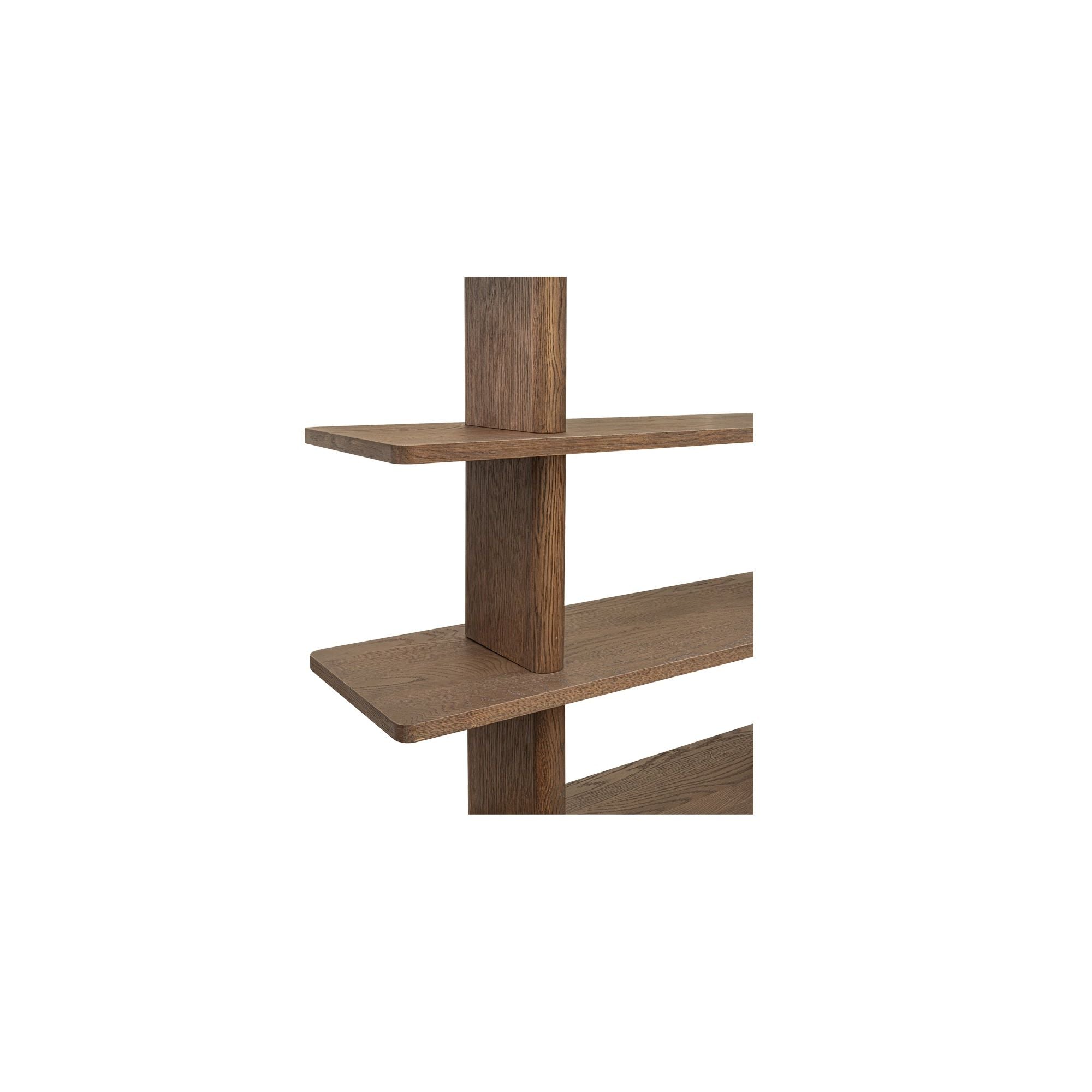 Grande bibliothèque classique en chêne massif et placage de chêne avec bordure bullnose et détails arrondis pour bureau ou salon