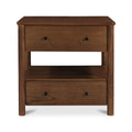 Table de chevet à recharge sans fil Smart en bois de neem et placage de manguier avec deux tiroirs pour chambre à coucher