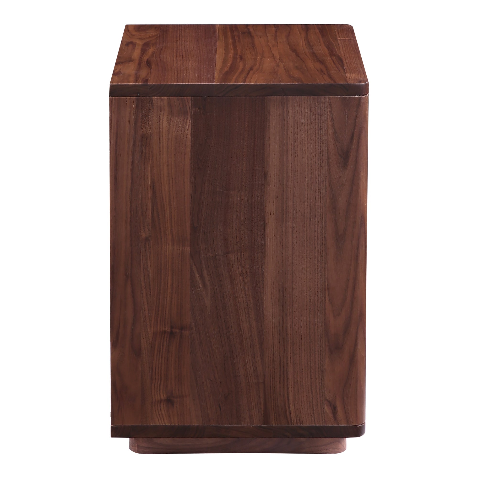 Table de chevet minimaliste en chêne massif avec poignée découpée et zone d'affichage ouverte pour chambre à coucher
