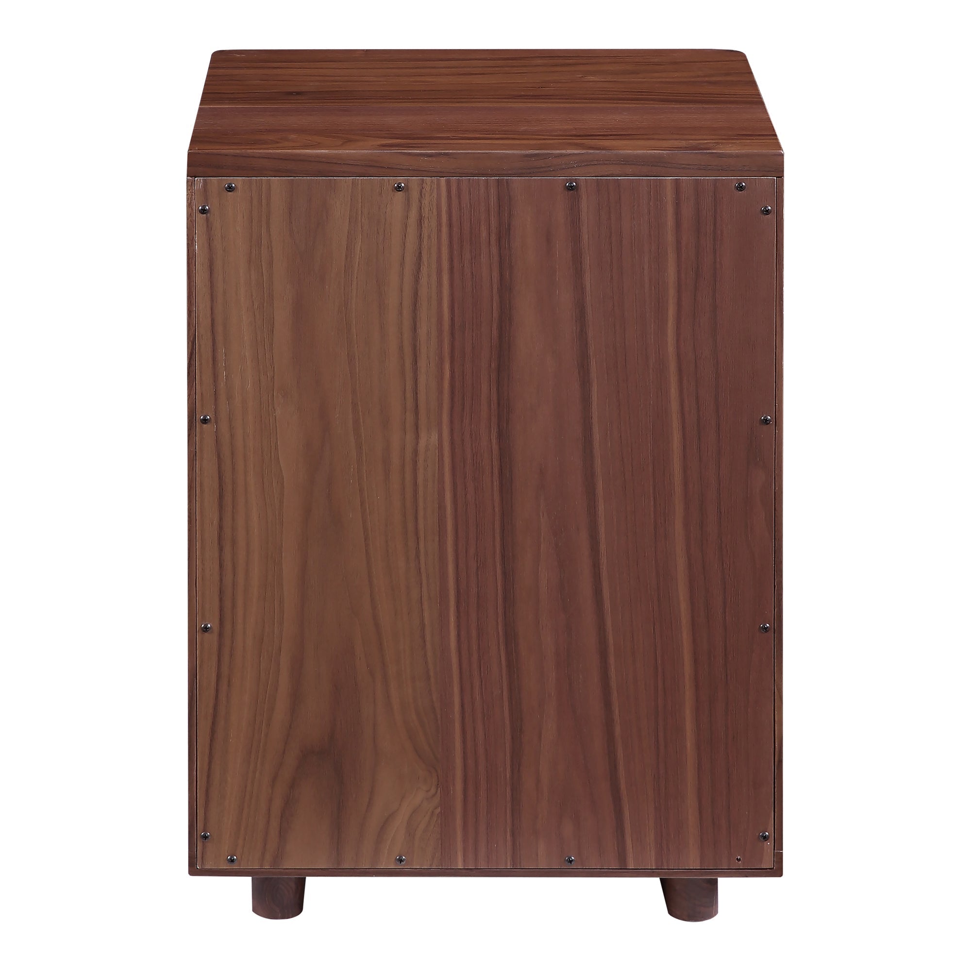 Table de chevet minimaliste en chêne massif avec poignée découpée et zone d'affichage ouverte pour chambre à coucher