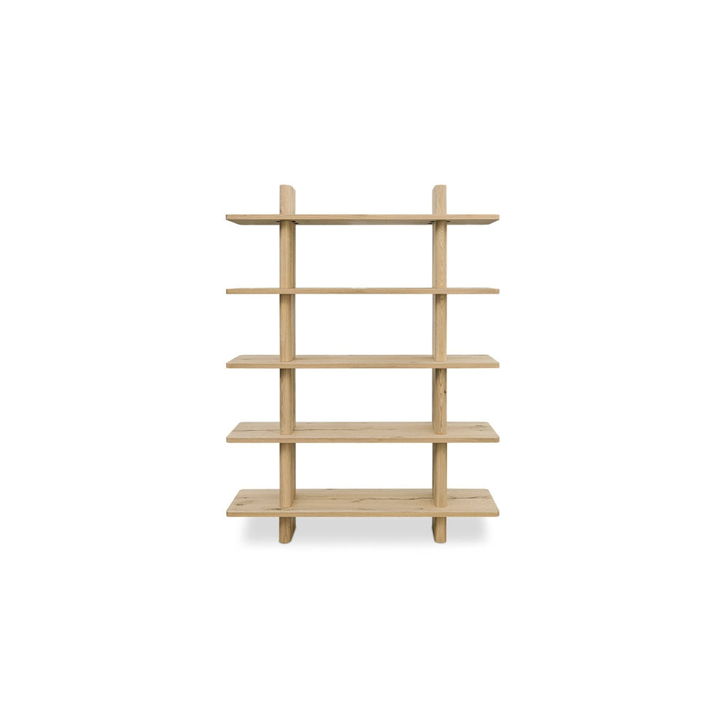 Grande bibliothèque classique en chêne massif et placage de chêne avec bordure bullnose et détails arrondis pour bureau ou salon