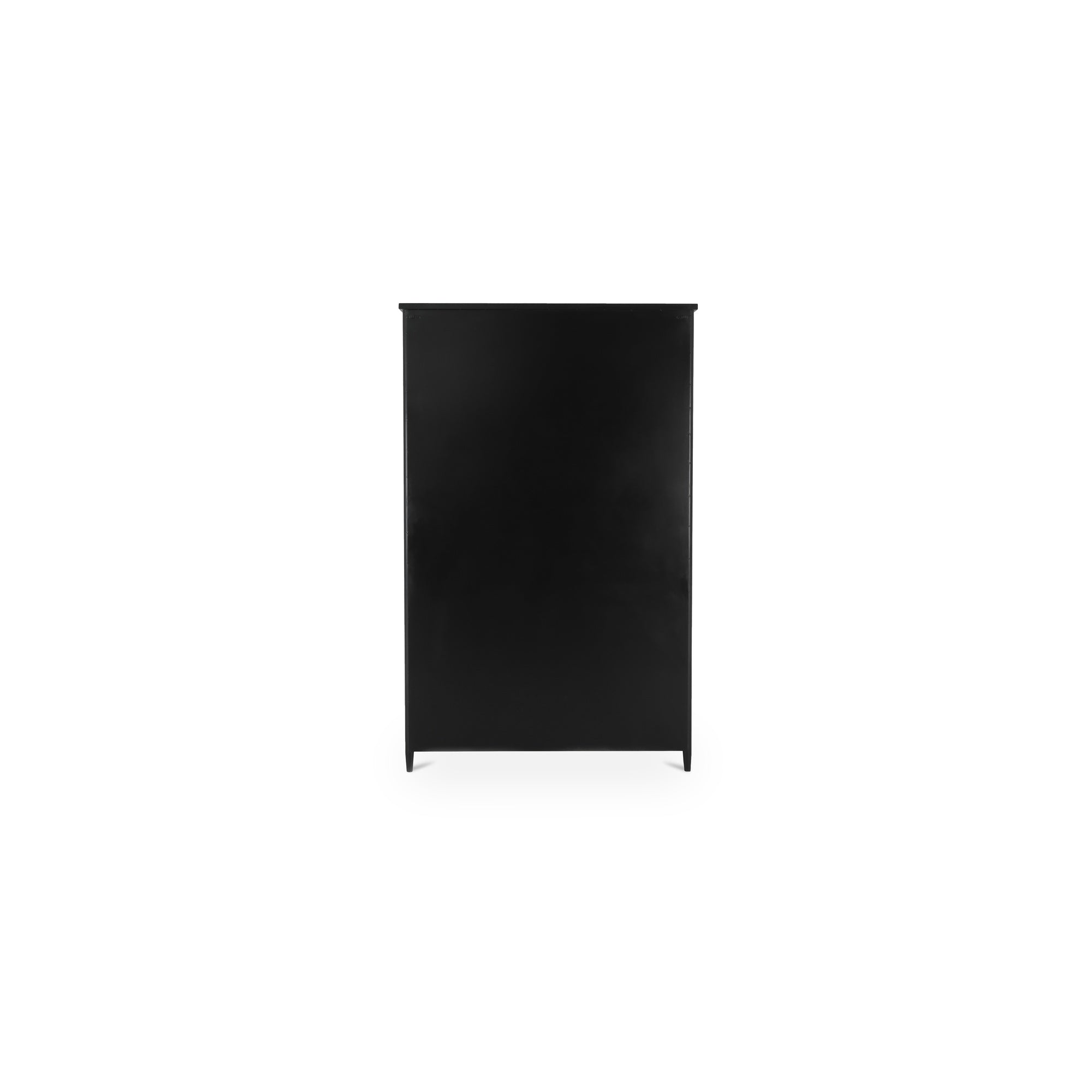 Meuble haut de transition en métal noir mat et verre avec étagères réglables et découpes pour câbles pour le salon ou le bureau