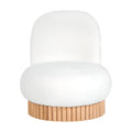 Fauteuil Lounge Pivotant en Boucle Cannelée et Chêne Certifié FSC avec Base Laquée à Base d'Eau pour Salon
