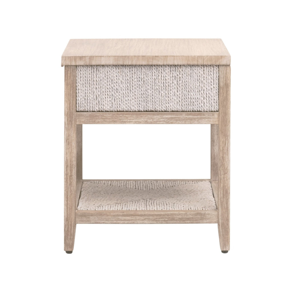 Table de chevet à 1 tiroir en corde d'abaca tressée et bois, texture naturelle, aucun assemblage requis pour chambre à coucher