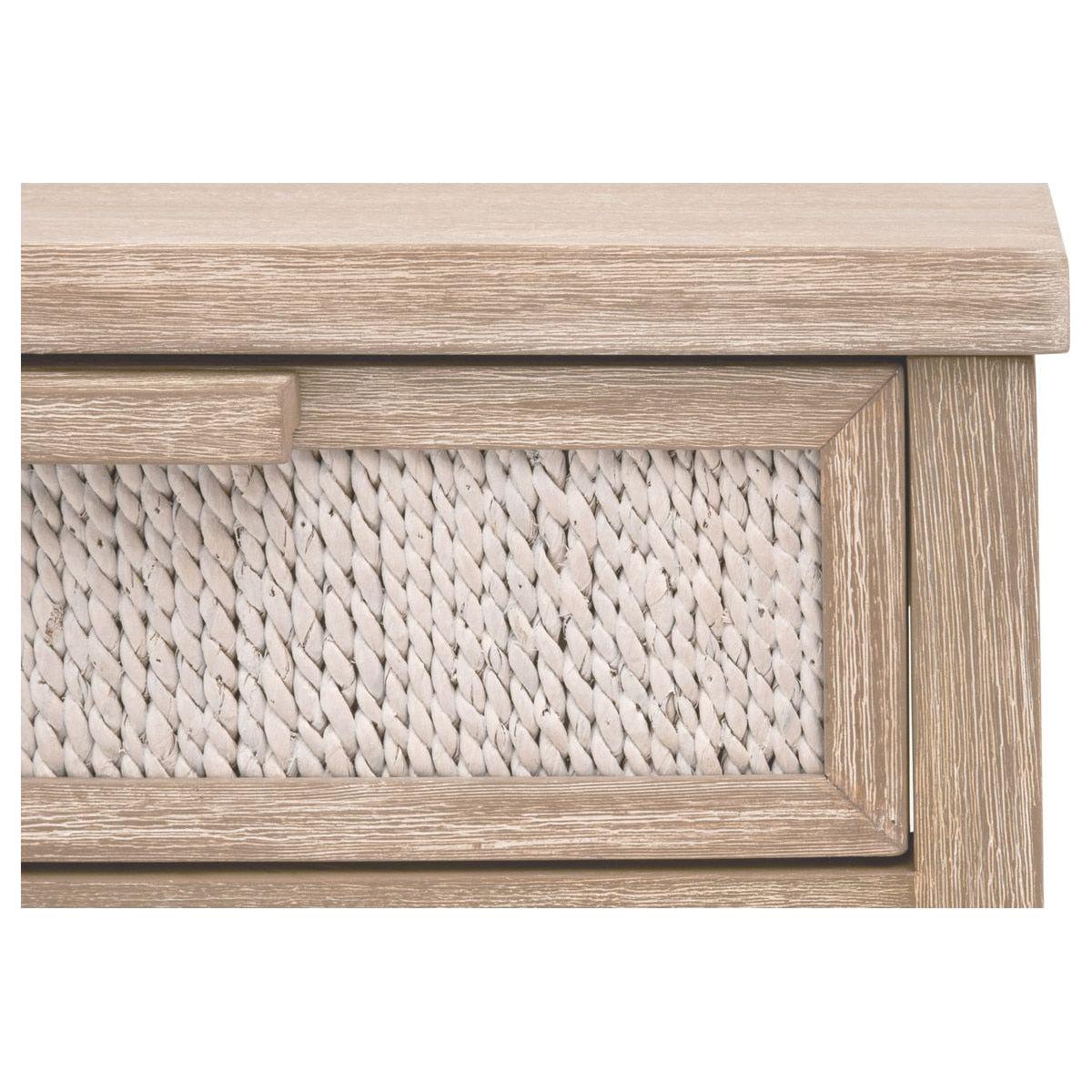Table de chevet à 1 tiroir en corde d'abaca tressée et bois, texture naturelle, aucun assemblage requis pour chambre à coucher