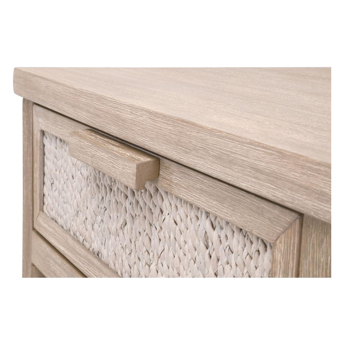Table de chevet à 1 tiroir en corde d'abaca tressée et bois, texture naturelle, aucun assemblage requis pour chambre à coucher