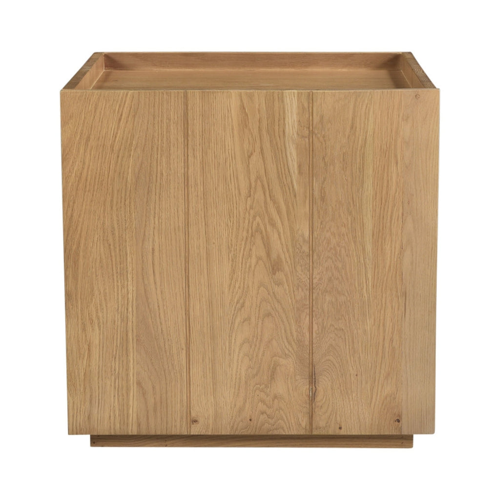 Table de chevet contemporaine en chêne massif avec meuble à porte unique magnétique pour chambre à coucher
