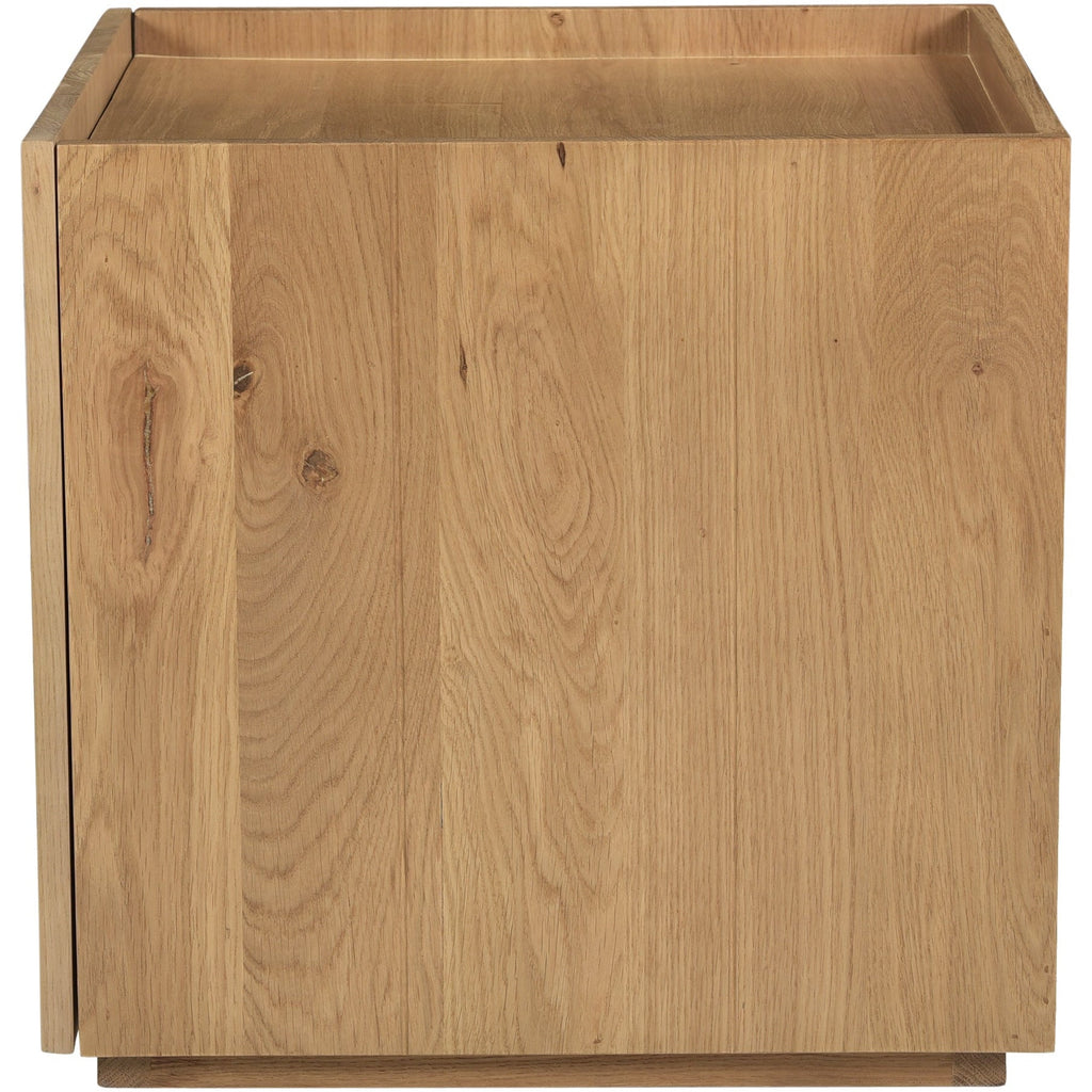 Table de chevet contemporaine en chêne massif avec meuble à porte unique magnétique pour chambre à coucher
