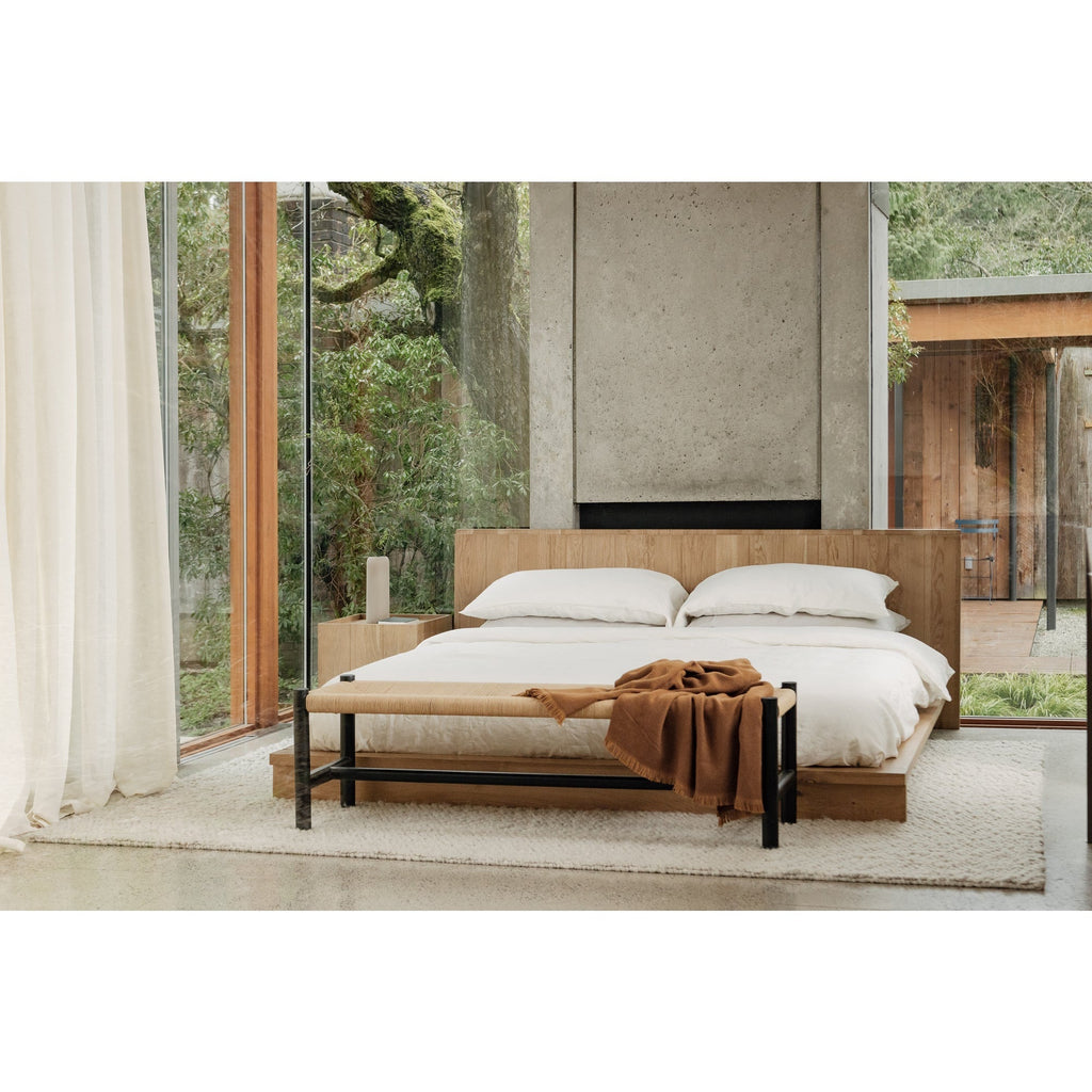 Table de chevet contemporaine en chêne massif avec meuble à porte unique magnétique pour chambre à coucher