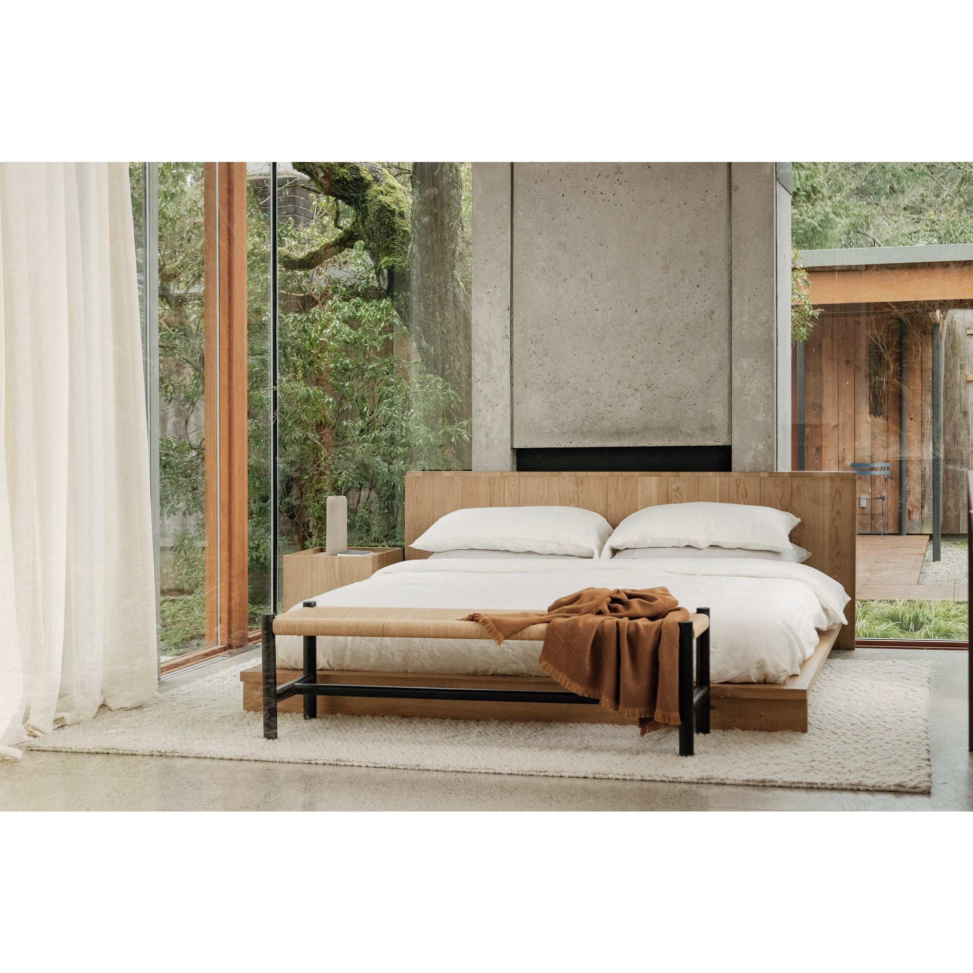 Table de chevet contemporaine en chêne massif avec meuble à porte unique magnétique pour chambre à coucher