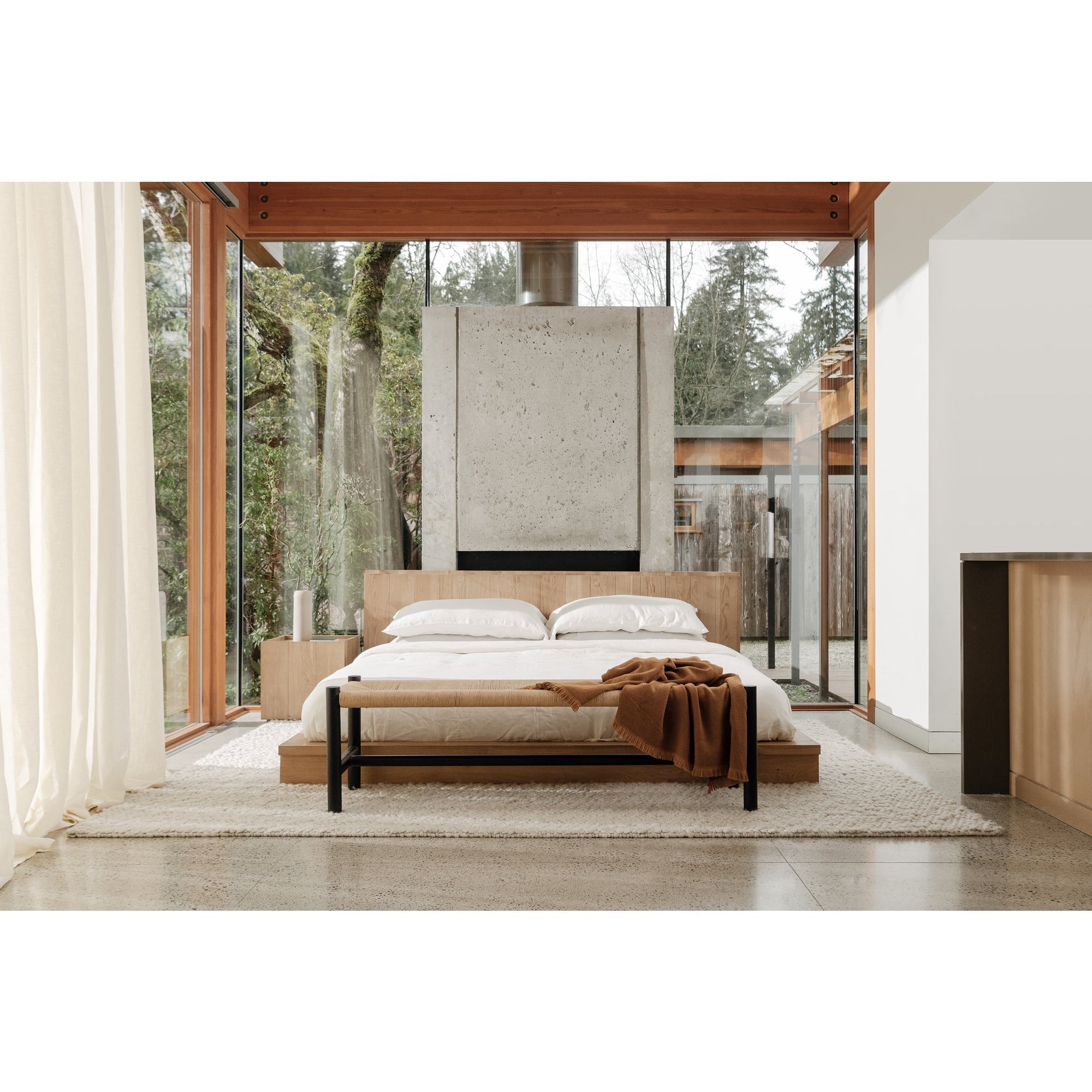 Table de chevet contemporaine en chêne massif avec meuble à porte unique magnétique pour chambre à coucher