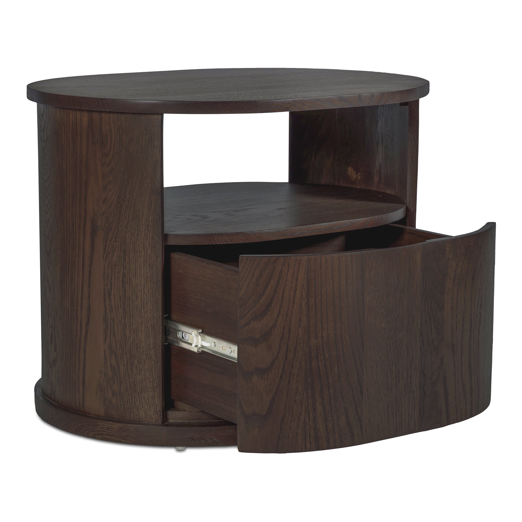Table de chevet minimaliste en chêne massif avec tiroir capsule à fermeture silencieuse pour chambre à coucher