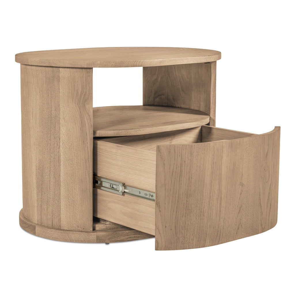 Table de chevet minimaliste en chêne massif avec tiroir capsule à fermeture silencieuse pour chambre à coucher