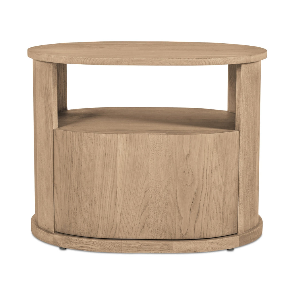 Table de chevet minimaliste en chêne massif avec tiroir capsule à fermeture silencieuse pour chambre à coucher